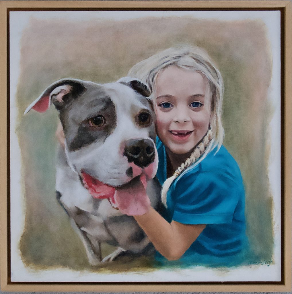 Livia and her dog painting by Art Studio Florine